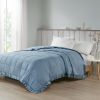 Oversized Down Alternative Blanket with Satin Trim Slate Blue Full/Queen