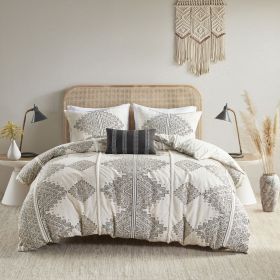 King/Cal King 4 Piece Printed Duvet Cover Set with Throw Pillow