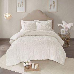 King/Cal King 3-Piece Tufted Cotton Chenille Medallion Duvet Cover Set