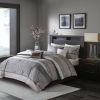 7 Piece Jacquard Comforter Set Grey/Taupe Cal King