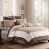 7 Piece Quilt Set with Euro Shams and Throw Pillows Beige Full/Queen