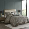 5 Piece Jacquard Bedspread Set with Throw Pillows Blue/Brown King