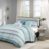 6 Piece Printed Quilt Set with Throw Pillows Aqua Full/Queen