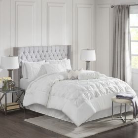 7 Piece Tufted Comforter Set White Queen