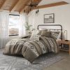 5 Piece Stripe Herringbone Comforter Set with Throw Pillows Brown King/Cal King