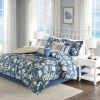 7 Piece Cotton Sateen Comforter Set Blue Queen