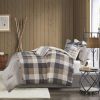 7 Piece Herringbone Comforter Set Neutral King