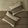 7 PC Pieced Faux Suede Comforter Set Natural Queen