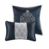 8 Piece Jacquard Comforter Set Navy/Silver Cal King