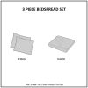 3 Piece Split Corner Pleated Quilted Bedspread Navy Queen