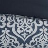 8 Piece Jacquard Comforter Set Navy/Silver Cal King
