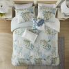 6 Piece Oversized Cotton Comforter Set with Throw Pillow Blue Queen