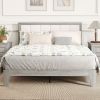 Full Bed Frame with Headboard Full Size Platform Bed Frame with Wooden Slats No Box Spring Needed Easy Assembly Gray