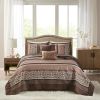 5 Piece Jacquard Quilt Set with Throw Pillows Red Full/Queen