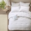 5 Piece Ruffled Comforter Set White Queen