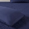 3 Piece Split Corner Pleated Quilted Bedspread Navy Queen
