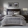 7 Piece Jacquard Comforter Set Grey/Taupe Queen