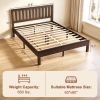 Queen Size Bed Frame with Headboard and Footboard, Mid-Century Modern Wood Platform Bed Frame, Walnut