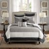 7 Piece Quilt Set with Euro Shams and Throw Pillows Black Full/Queen