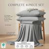 Premium Silky Soft 100% Tencel Lyocell Derived from Eucalyptus 4-Piece Sheet Set, Oeko-TEX Certified, King - Gray