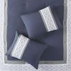 8 Piece Embroidered Comforter Set Navy Cal King
