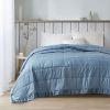 Oversized Down Alternative Blanket with Satin Trim Slate Blue Full/Queen