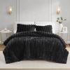 soft Faux Fur Ribbed Comforter Set Full/Queen