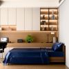 Satin Bed Sheets, Twin Size Sheets Set, 3 Pcs Silky Bedding Set with 15 Inches Deep Pocket for Mattress (Twin, Navy Blue)