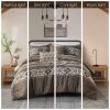 5 Piece Stripe Herringbone Comforter Set with Throw Pillows Brown King/Cal King