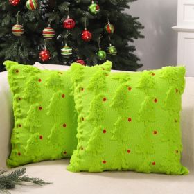 Christmas Pillow Covers Set Of 2,Xmas Tree Red Ball Winter (Option: GREEN)