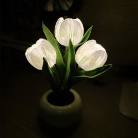 Tulip Lamp - LED Replica Tulip Table Lamp With Flower Vase For Desktop Decoration. Suitable For Home, Living Room, Desktop Decoration, Holiday Gi (Option: WHITE)