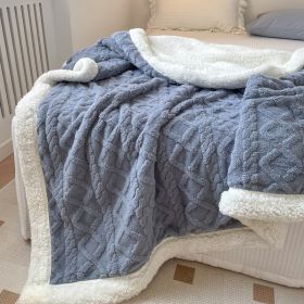 1PC Reversible Sherpa Throw Blanket, Textured Plush Warm Blanket For Sofa Couch Bedroom (Option: Dark Blue-28x39 inch)