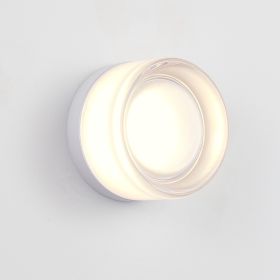 LED Wall Sconce Creative Round Glass Lighting Indoor Outdoor Wall Mounted Lamp Ceiling Light For Living Room Bathroom Porch Deco -White Color (Option: WHITE)