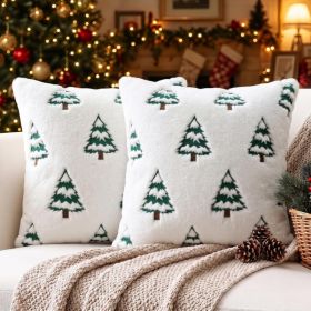 Christmas Throw Pillow Covers 18x18 Set Of 2-White (Option: WHITE)