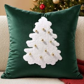 Christmas Tufted Pillow Cover 18x18 Inch, Bell Tree (Option: GREEN)