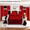 9 Piece Soft All-Season Washed Microfiber Cover Set , Queen/King/Calking Bedding Set With Pillowcases,Bedspread Print Curtains & Solid Curtains,Print