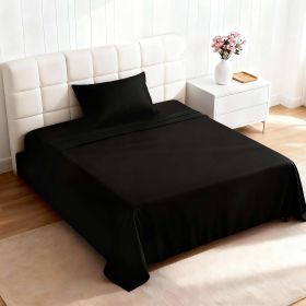 4pcs ultra-soft 85g sheet and pillowcase set, soft solid color, machine washable, suitable for all seasons, Christmas comfortable bedding set (Color: black, size: twin(38.98''*74.8''))
