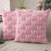 Easter Pillow Covers 20x20 inch Set of 2 Easter Decorations Pink Ears Beige Rabbit Soft Plush Faux Fur Jacquard Throw Pillows for Bedroom Sofa Holiday