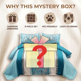 Surprise Room Makeover! 9-Piece Mystery Bedding & Curtain Bundle (Color: Surprise, size: Queen)