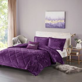 King/Cal King Velvet Comforter Set with Throw Pillow (Color: as Pic)