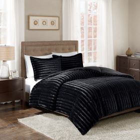 Full/Queen Faux Fur Comforter Mini Set (Color: as Pic)