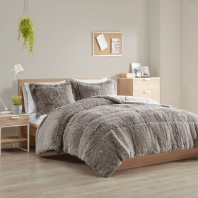 Twin/Twin XL Shaggy Long Fur Comforter Mini Set (Color: as Pic)