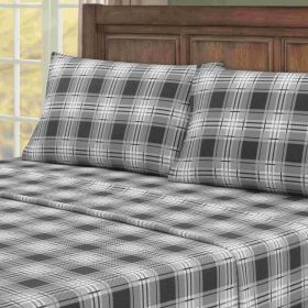 Kathy Ireland 100% Turkish Cotton Flannel Sheet Set (Color: Eden Plaid, size: CAL KING)