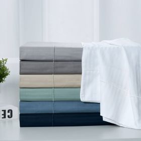 Kathy Ireland 500 Thread Count Damask Stripe Sheet Set (Color: Classic Blue, size: Twin)