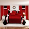 9 Piece Soft All-Season Washed Microfiber Cover Set , Queen/King/Calking Bedding Set With Pillowcases,Bedspread Print Curtains & Solid Curtains,Print