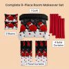 Red Rose & Heart 9-Piece Bedspread and Curtain Set, Quilted Microfiber Bedding with Pillowcases, Twin, Queen, King and Cal King