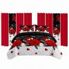 Red Rose & Heart 9-Piece Bedspread and Curtain Set, Quilted Microfiber Bedding with Pillowcases, Twin, Queen, King and Cal King