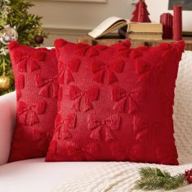 Red Bow Pillow Covers Coquette Room Decor 18x18 (Option: red)