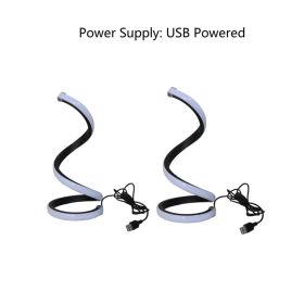 2 Pack Spiral LED Table Lamp, 3 Color Dimmable USB Powered Desk Lamp, Modern Curved Bedside Night Light, Soft Eye-Caring Lighting For Bedroom Liv (Option: Black)